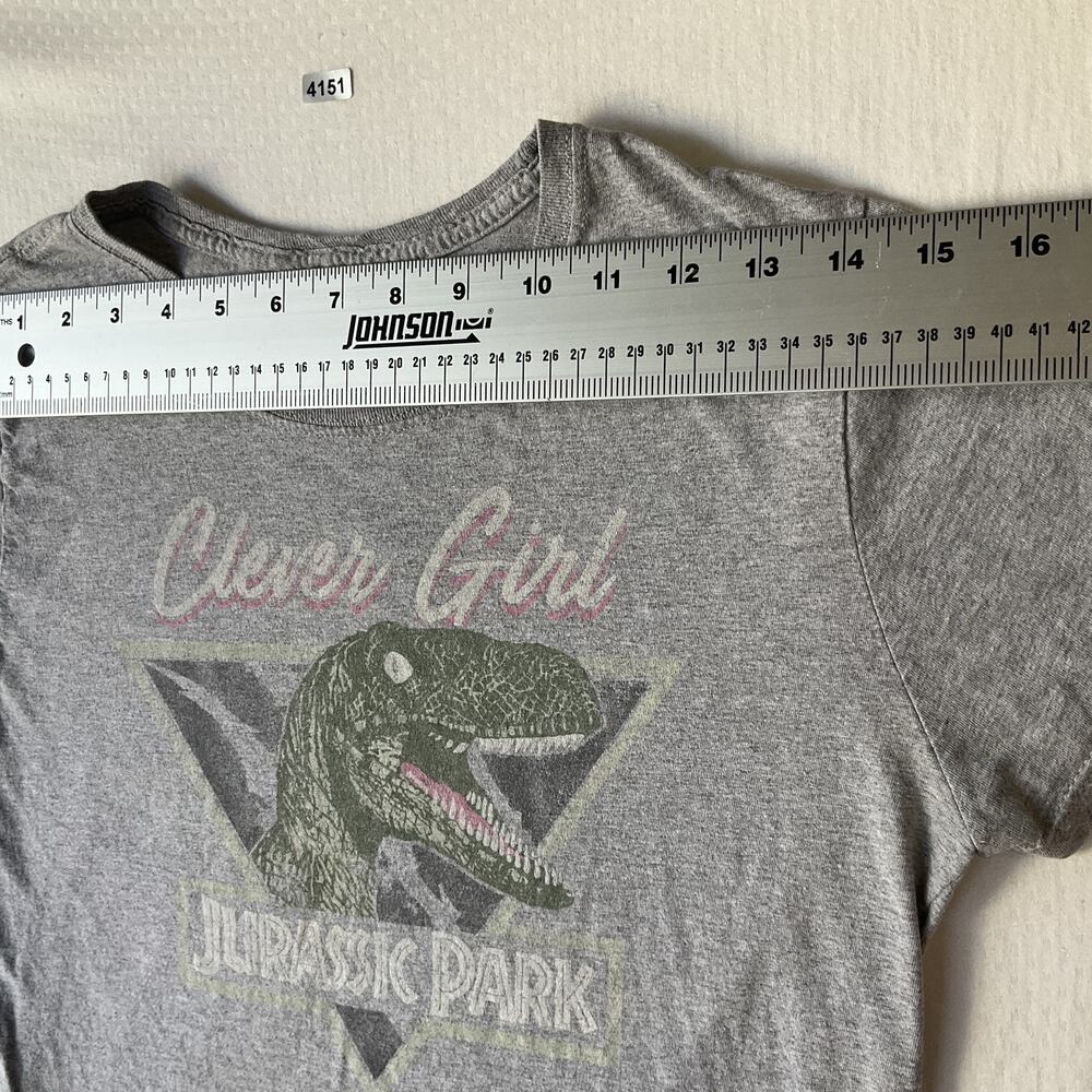 Jurassic World Women Shirt L Gray Jurassic Park Dinosaur Graphic Print ShortSlee - Picture 3 of 7